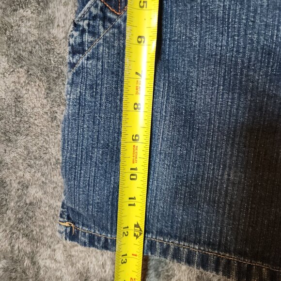 Bum Equipment Juniors Womens Sz 9 Blue Denim Shorts Mid Rise Sealed Pockets - Picture 8 of 10